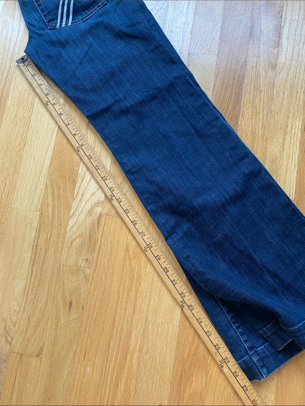 7 For All Mankind Dojo Lo Rise Dark Blue Flare Jeans Y2K - Picture 11 of 13